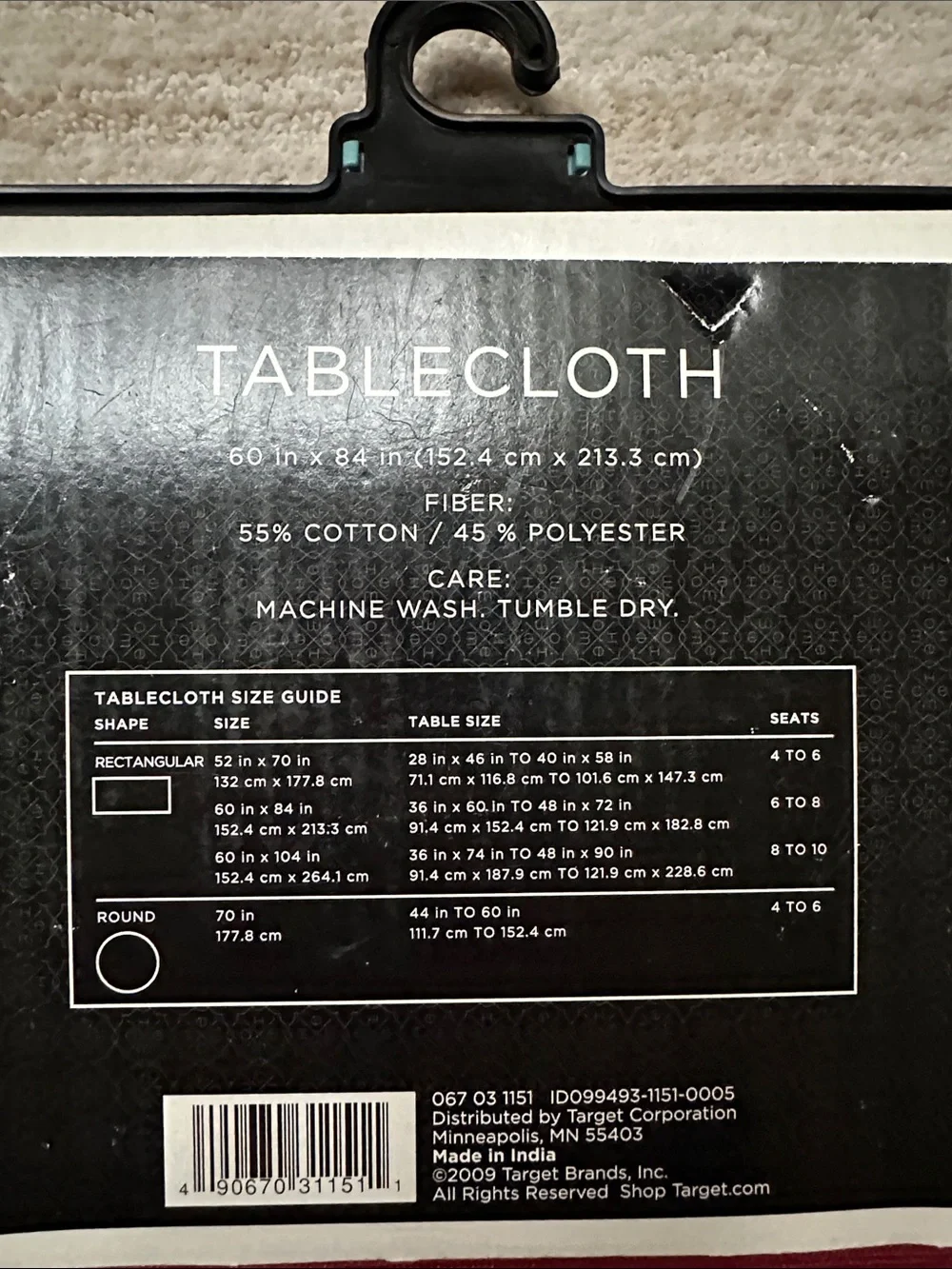 NWT Target Home Tablecloth Red Cotton Polyestery Size 60” x 84”